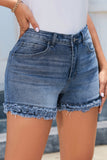 Raw Hem High Waist Skinny Denim Shorts