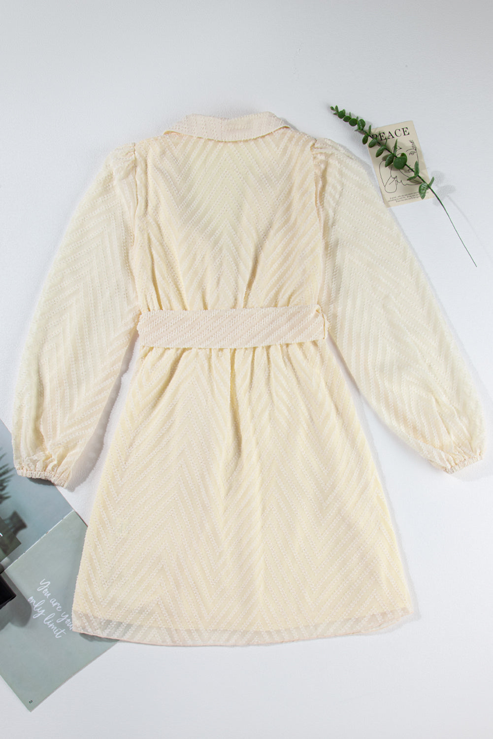 Mini-robe à rayures en V et manches bouffantes transparentes avec nœud surplis et abricot