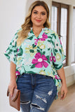 Flower Print Chest Pocket V Neck Blouse