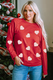 Red Solid Round Neck Raglan Sleeve Sweatshirt