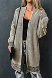 Gray Textured Knit Pocketed Duster Cardigan