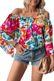 Floral Print Off Shoulder Wide Sleeve Blouse