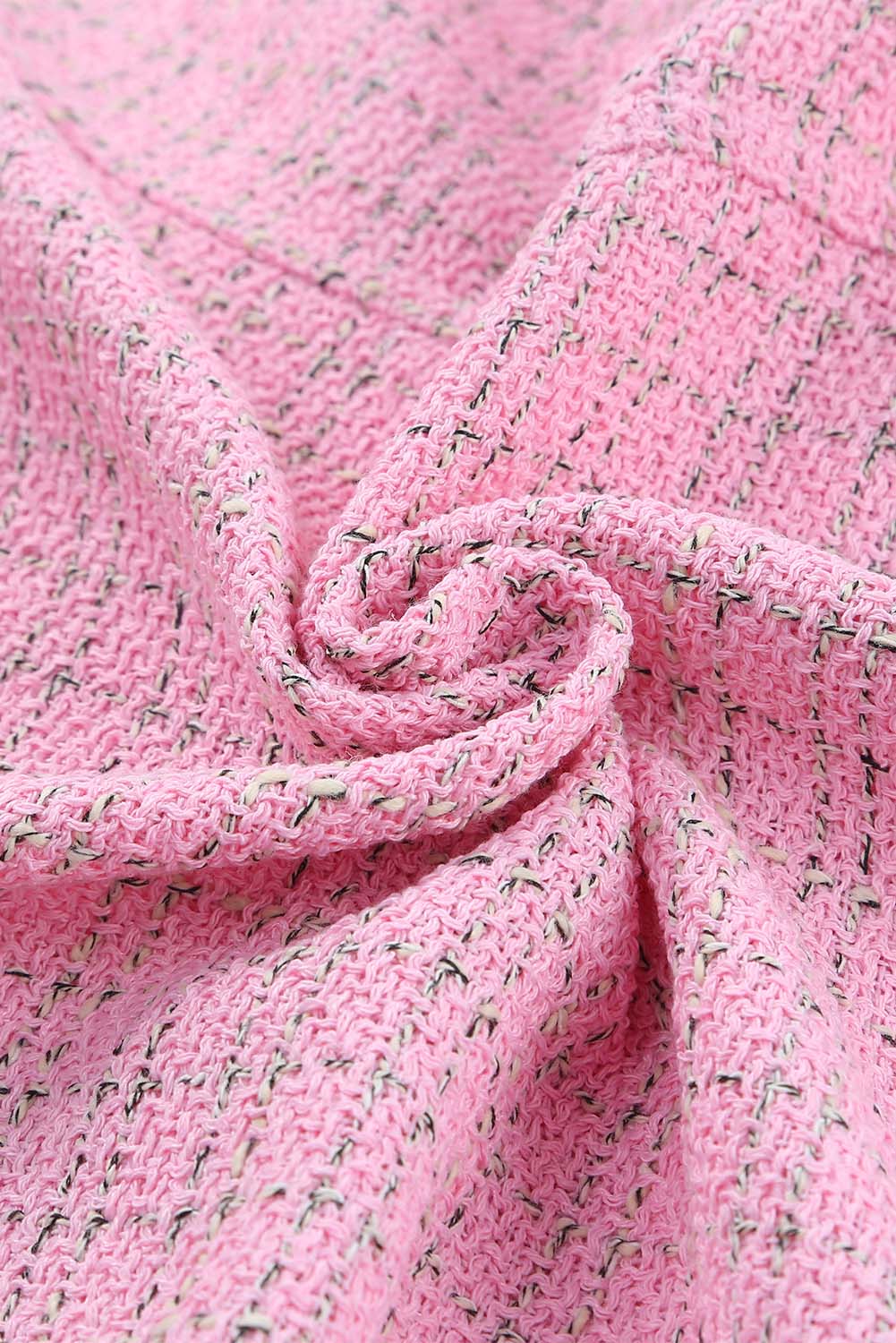 Veste boutonnée en tweed à carreaux rose