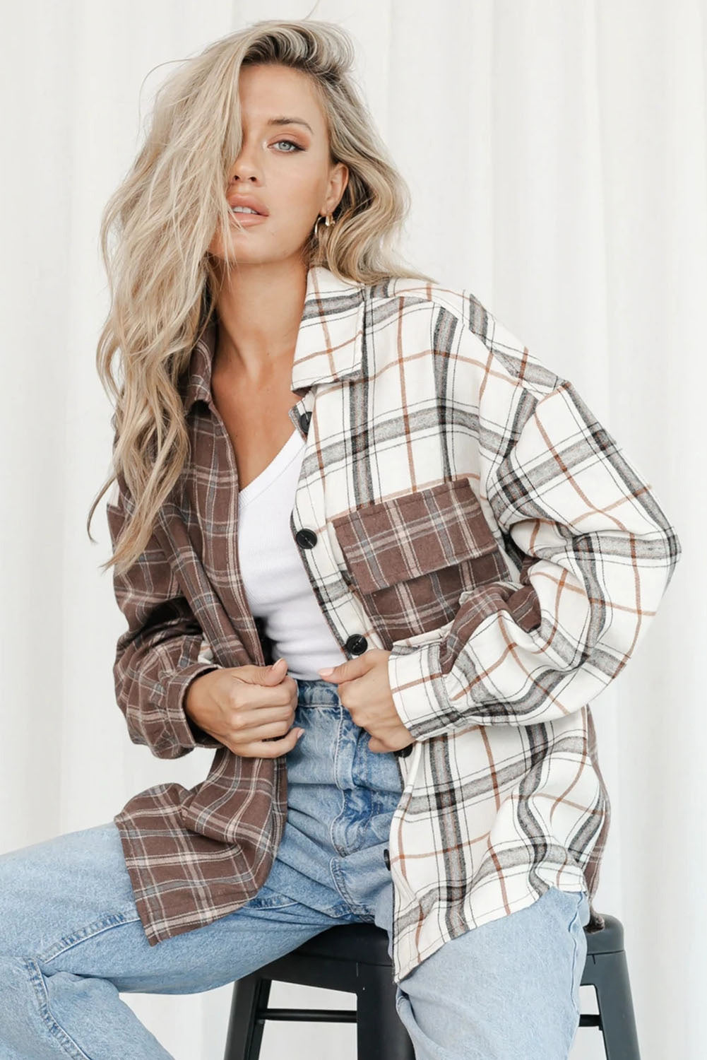 Mixed Plaid Soft Oversized Shirt