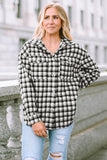 Plaid Print Chest Pockets Buttoned Tunic Shacket