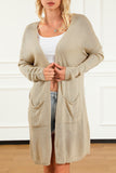 Khaki Pocketed Knit Dolman Sleeve Cardigan