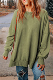 Green Drop Shoulder Ribbed Trim Oversized Sweatshirt