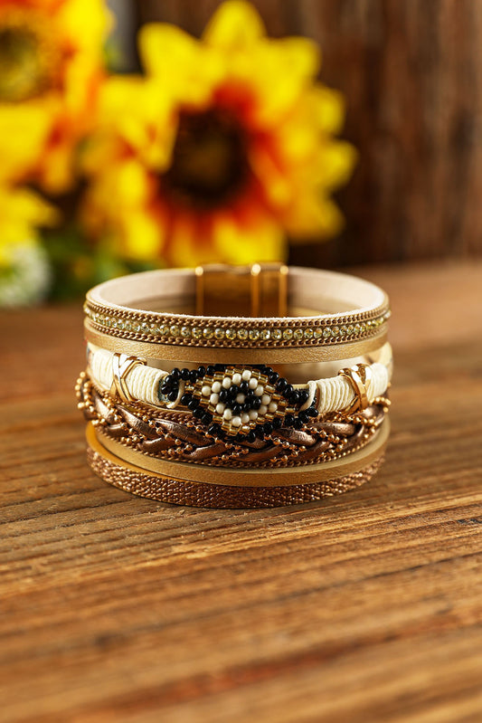 Rhinestone Beaded Magnetic Buckle Bracelet