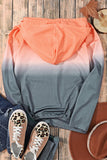 Gradient Thumbhole Sleeve Pocketed Zipper Hoodie