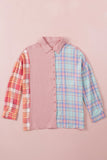 Plaid Contrast Color Block Shirt