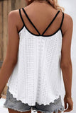 Two Tone Splicing Eyelet Textured Tank Top