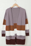 Open Front Colorblock Cardigan with Pockets