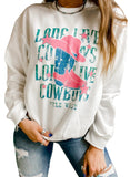 Sweat-shirt graphique blanc LONG LIVE COWBOY WILD WEST