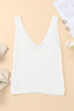 Rib Knit Open Back Deep V Neck Tank Top