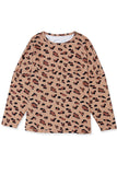 Pink Animal Print Stitching Loose Long Sleeve Top