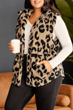 Plus Size Stand Neck Zipped Front Sherpa Jacket Vest