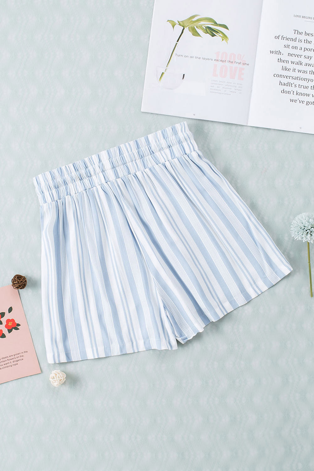 Vertical Stripes Print Shorts with Pockets