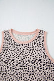 Gray Leopard Print Round Neck Tank Top