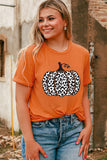 Leopard Pumpkin Graphic Daily Fashion Tee