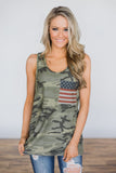 Stars Stripes Pocket Camo Tank Top