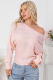 Pull à manches dolman et nœud papillon en ruban rose