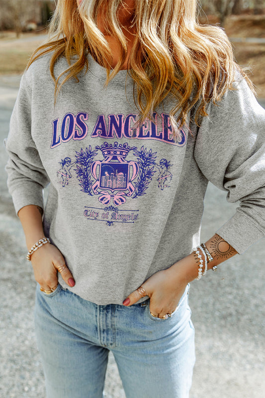 Sweat ras du cou graphique LOS ANGELES gris