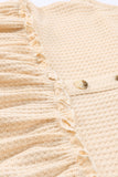 Waffle Knit Button Ruffled Casual Tank