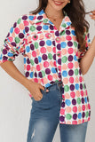 Polka Dot Buttoned Long Sleeve Shirt