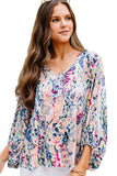 Floral Print Ruffle Sleeve Babydoll Top