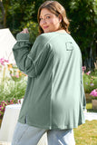 Seagrass Plus Size Exposed Seam Drop Shoulder Henley Top