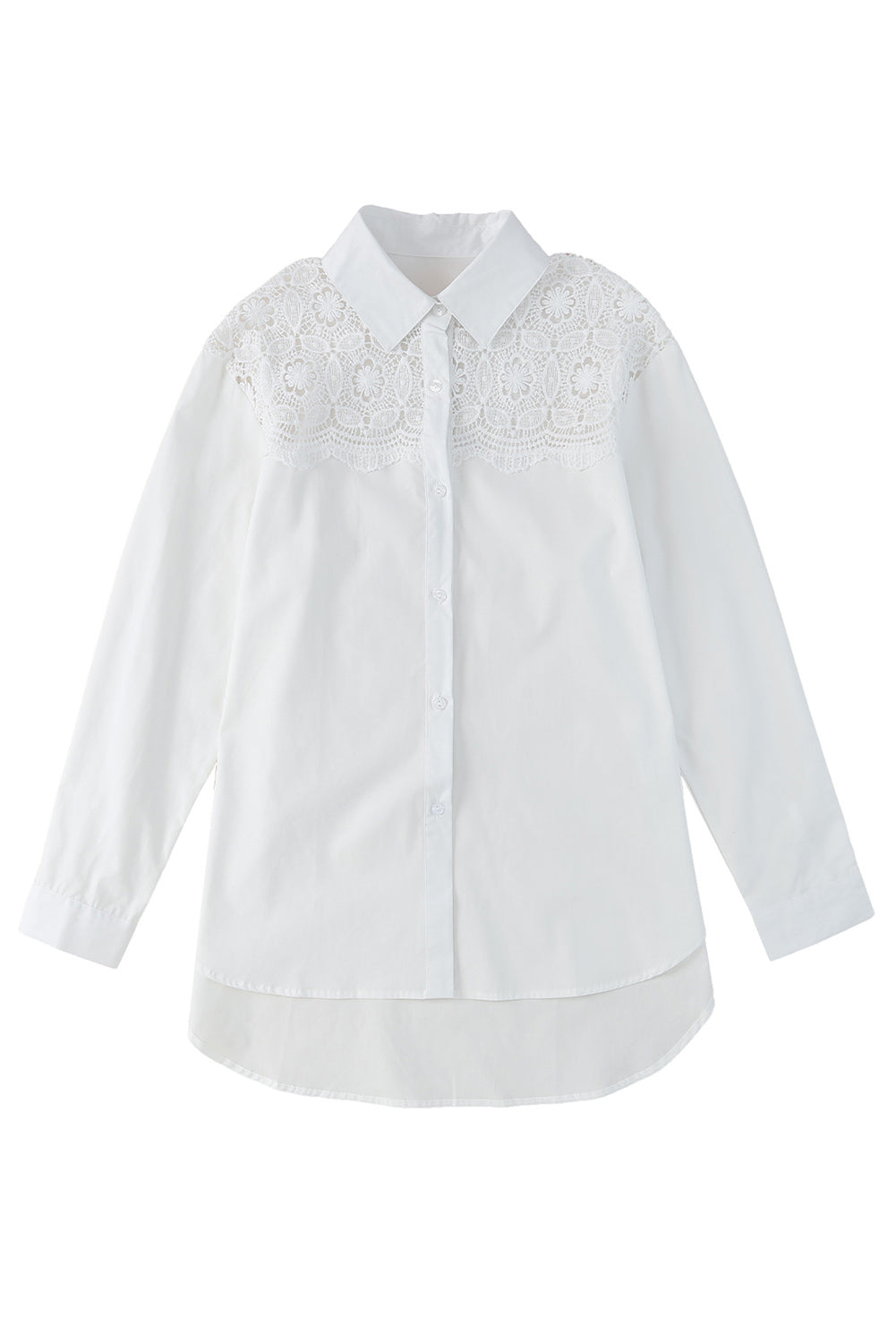 Lace Crochet Splicing Button Up Shirt