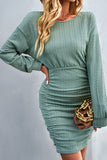 Long Sleeve Textured Knit Bodycon Dress