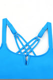 Notch Neckline Strappy Tankini Contrast High Waist Swimsuit