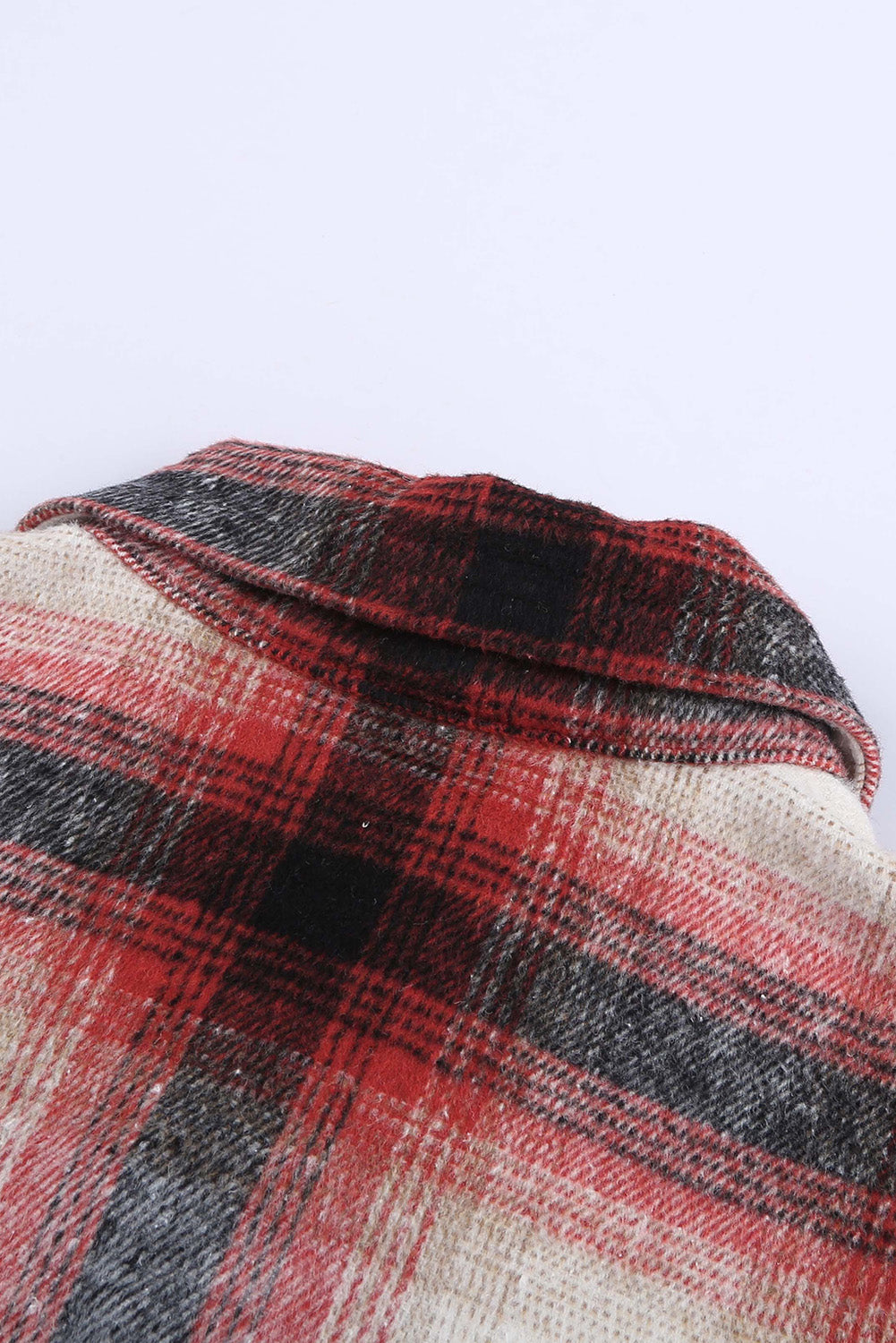 Turn down Neck Plaid Pocket Button Closure Coat