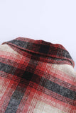 Turn down Neck Plaid Pocket Button Closure Coat