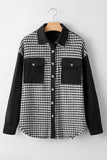 Parchment Houndstooth Corduroy Patchwork Flap Pocket Shacket