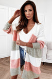 Green Colorblock Stripe Open-Front Cardigan