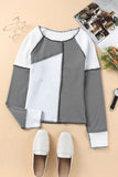 Irregular Color Block Seaming Trim Rib Knit Top