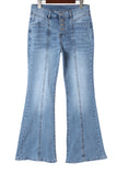 Button Fly Seamed Flare Jeans