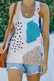 Mixed Abstract Print Racerback Tank Top