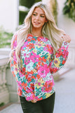 Twisted Hollow-out Back Floral Long Sleeve Top