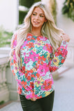 Twisted Hollow-out Back Floral Long Sleeve Top