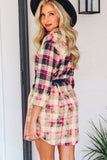 Gradient Plaid Print Shirt Short Dress