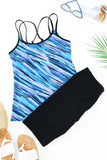 Abstract Print Criss Cross Strappy Two-piece Tankini