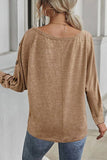 Solid Color Button Decor Dolman Sleeve Top