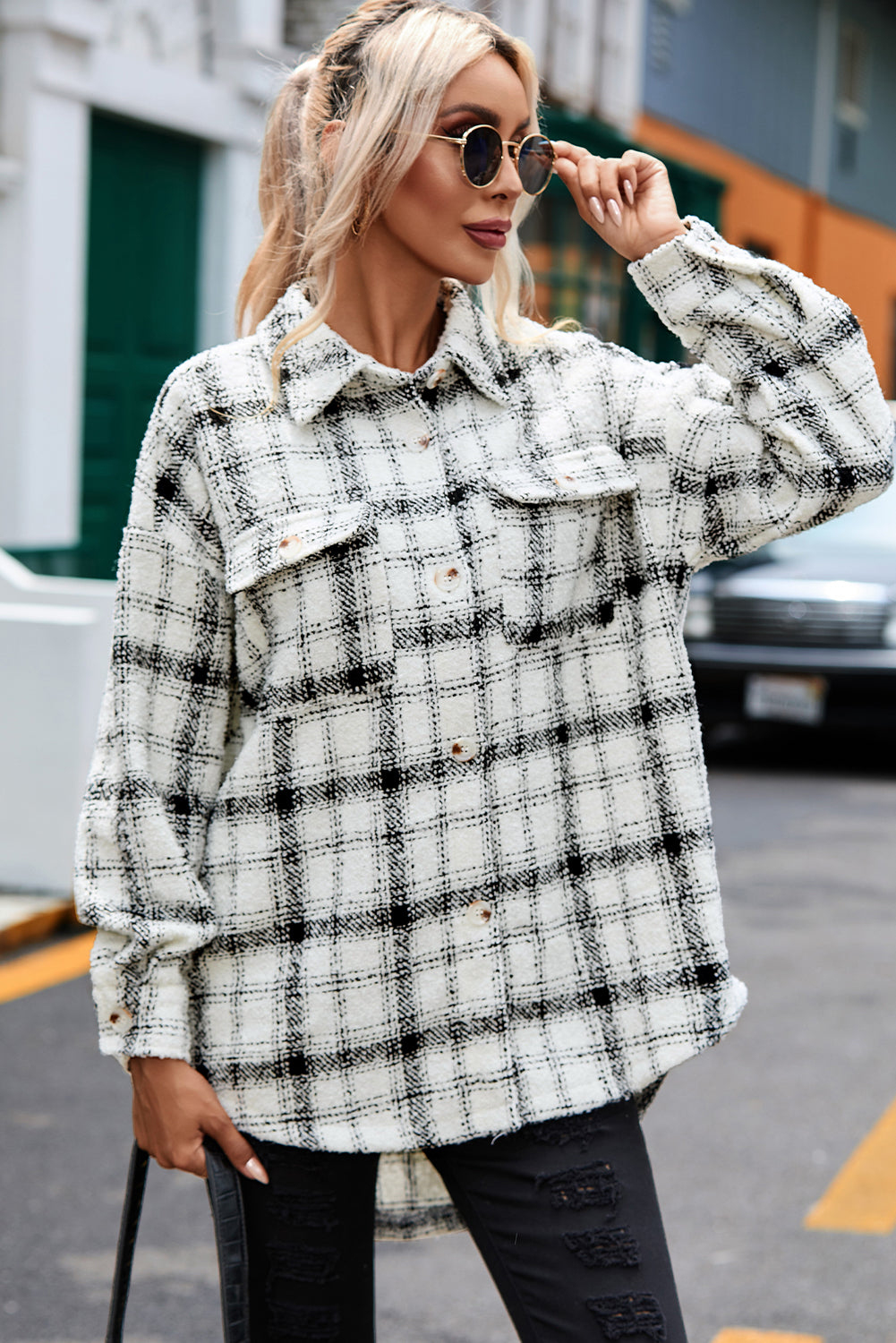 Oversized Plaid Pattern Flannel Shacket