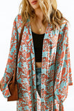 Boho Retro Floral Print Long Sleeve Oversized Kimono