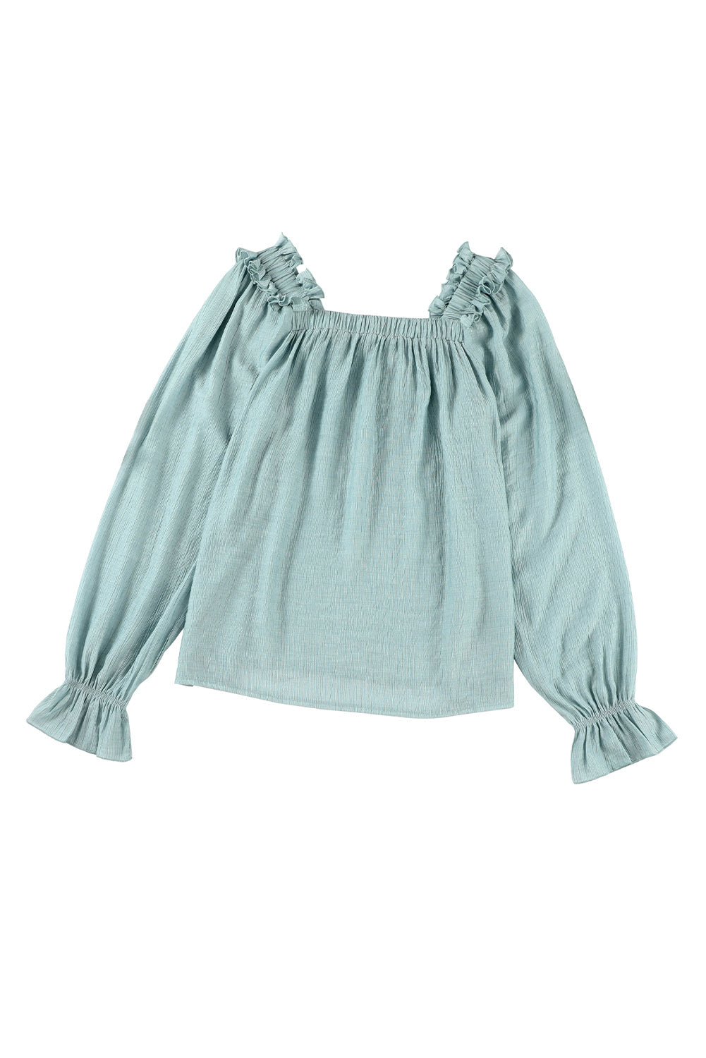 Ruffled Square Neck Cuffs Long Sleeve Blouse