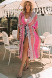 Boho Floral Print Open Front Kimono