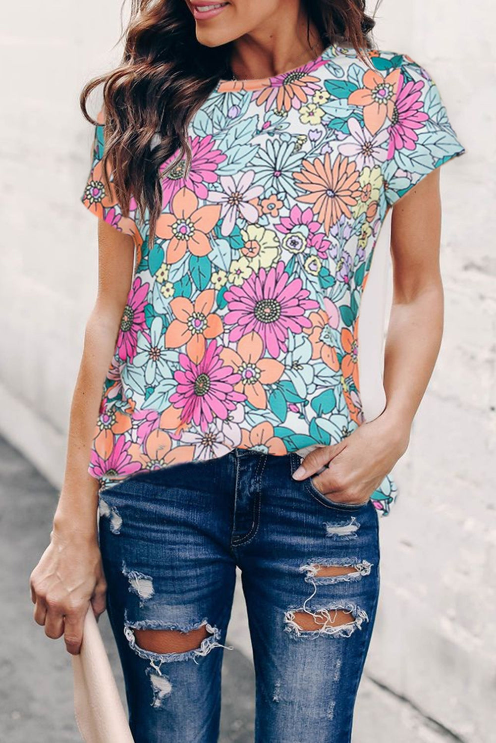 Floral Print Smocked Tank Top